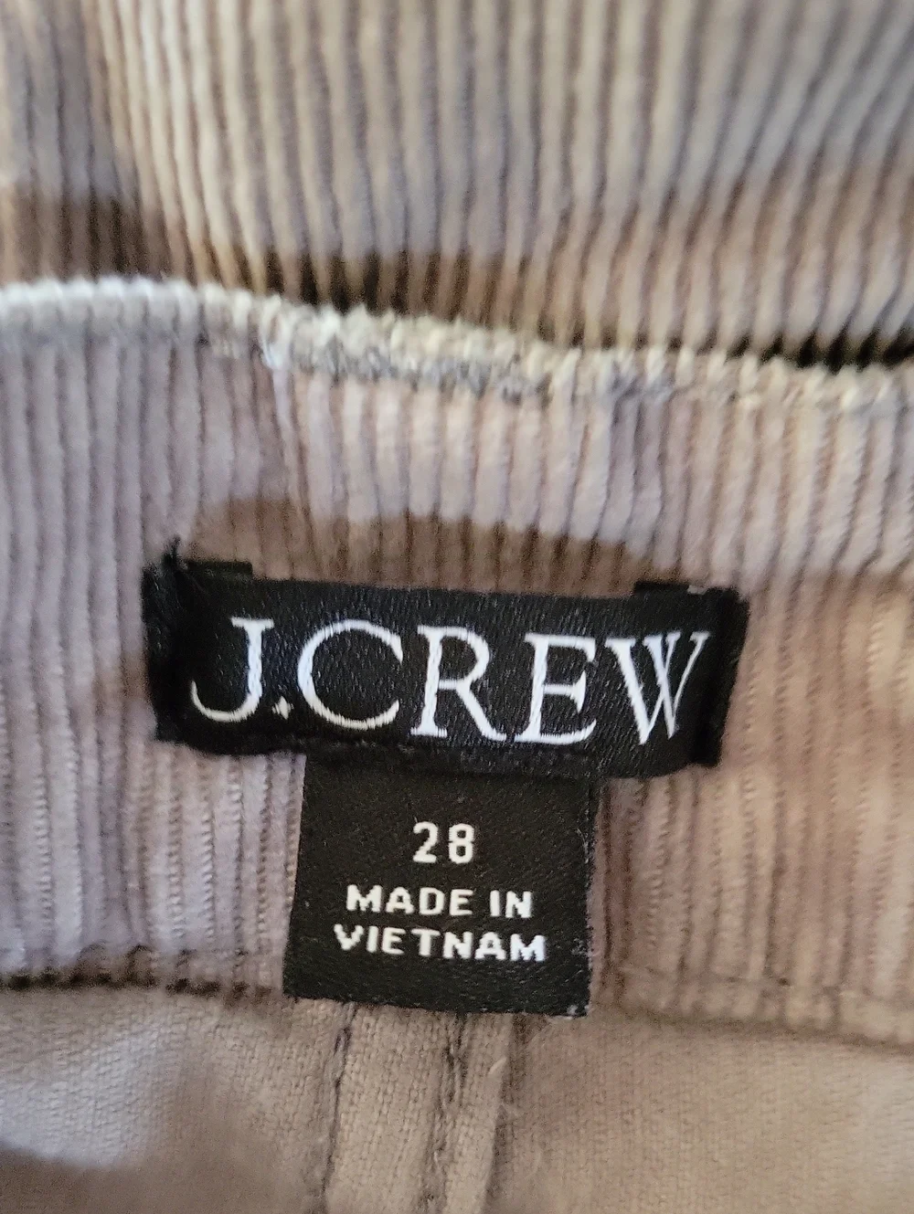 J Crew Corduroy Pant Vintage Slim Straight Leg Gray Ankle Crop Cotton Lyocell 28